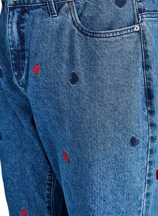 ZizziHigh waist Gemma jeans met geborduurde details, DB Hearts, Packshot image number 2