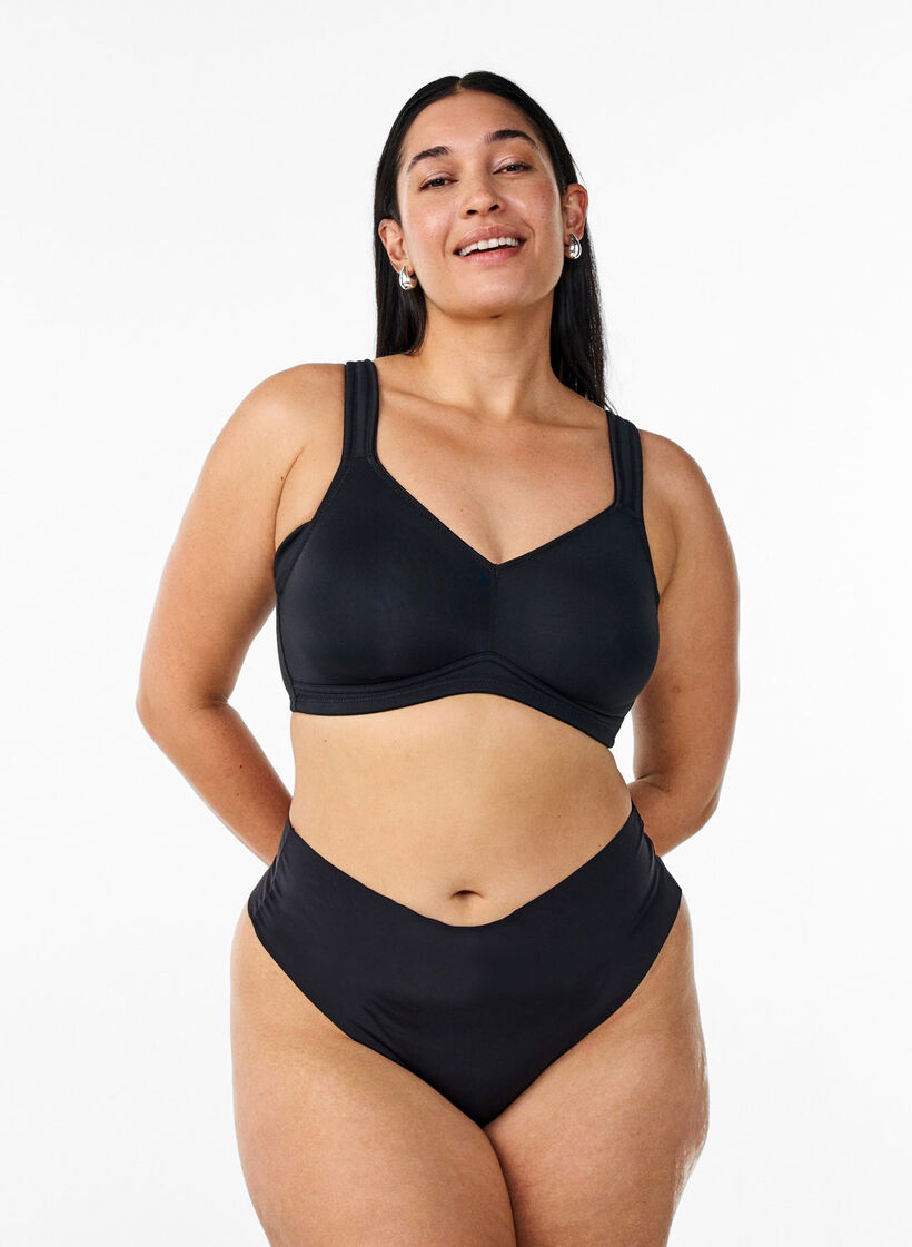 Comfortbeha met gewatteerde bandjes, Zwart, Model image number 1