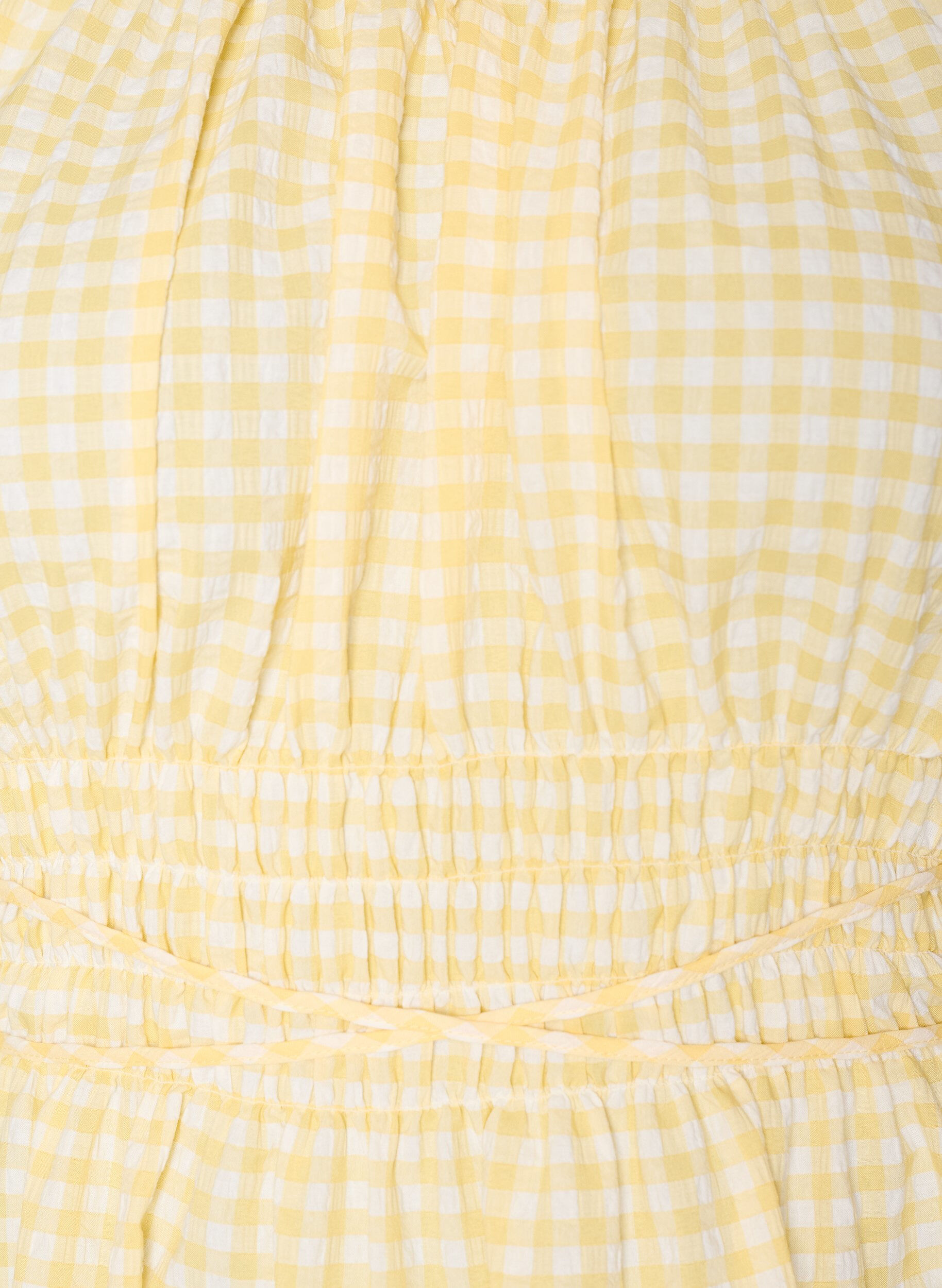 ZizziKorte jurk met kleine ruit en ballonmouwen, Geel, Packshot image number 2