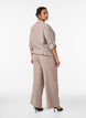 Pantalon large en lin et viscose, Marron, Model image number 1
