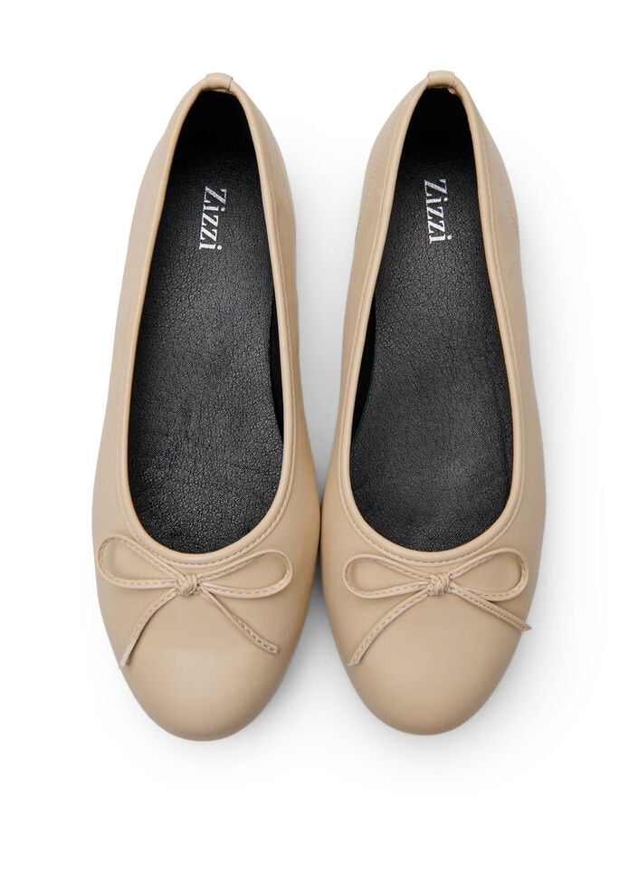 Wide fit - Ballerina met strikje, Beige, Packshot image number 2