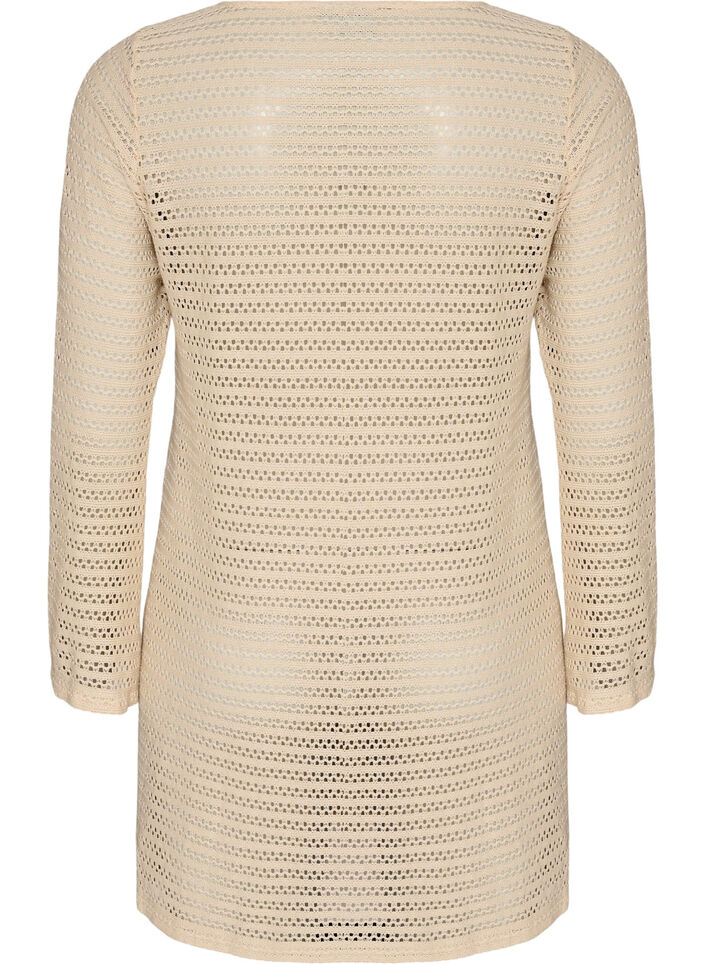 Strandjurk met oogje-borduurwerk en lange mouwen, Beige, Packshot