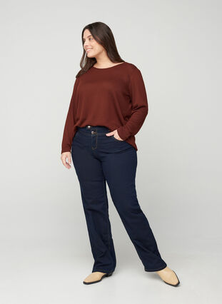 ZizziRegular fit Gemma jeans met hoge taille, Blue denim, Model image number 5