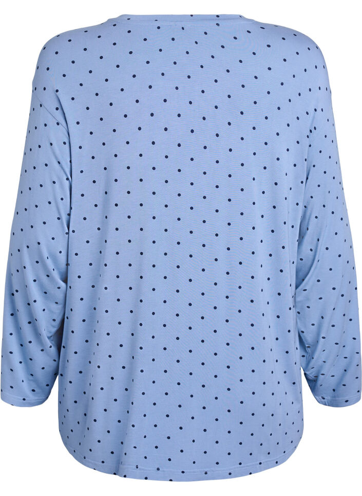 Nachtblouse in modal met lange mouwen, Blauw, Packshot image number 1