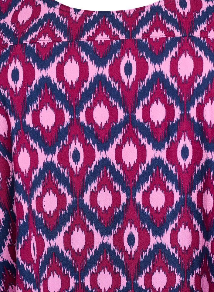 Korte katoenen jurk met 3/4-mouwen en zakken, Roze, Packshot image number 2