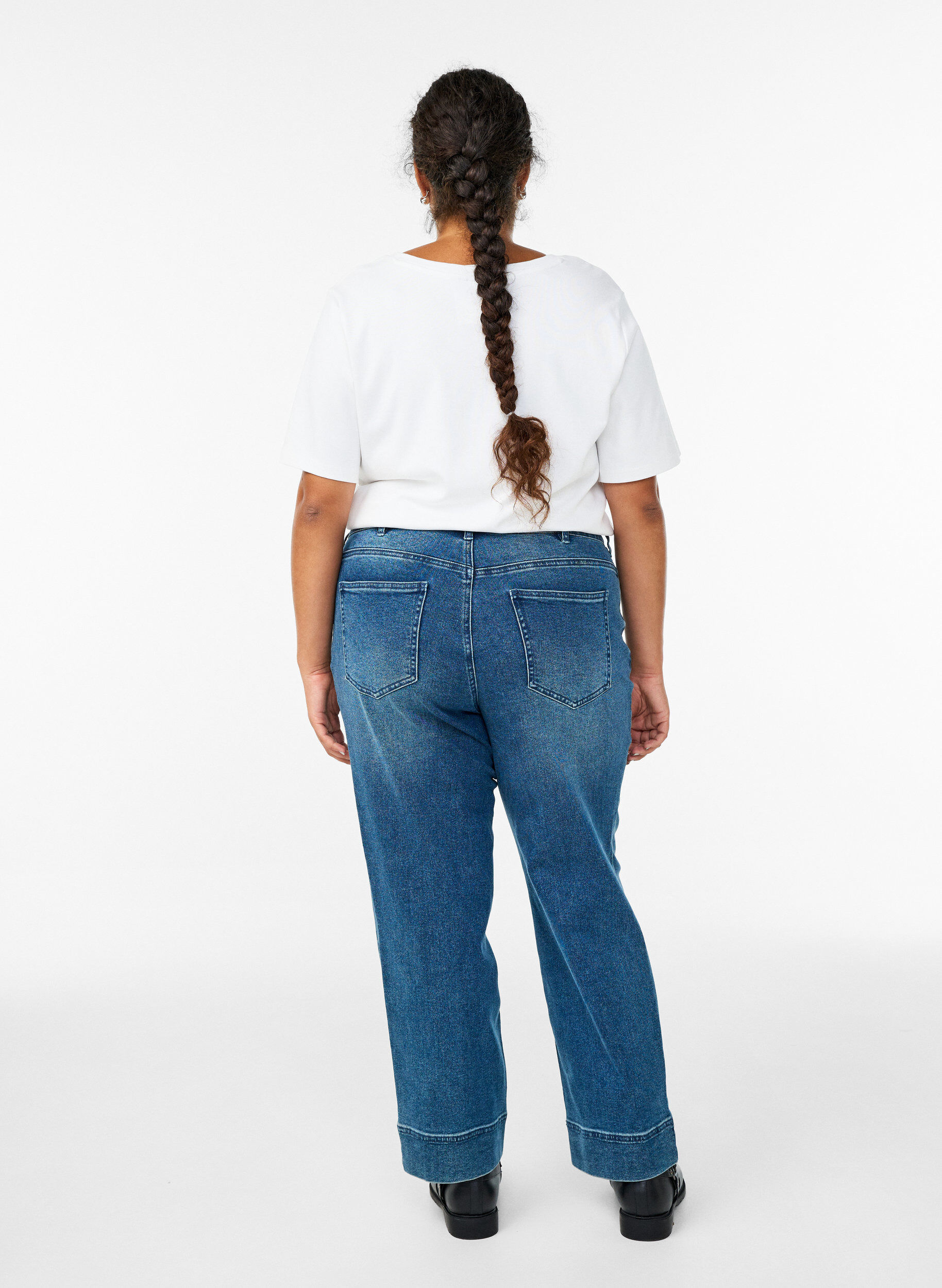 ZizziKiana jeans met krijtstreep en opvallende stiksels, Blauw, Model image number 1