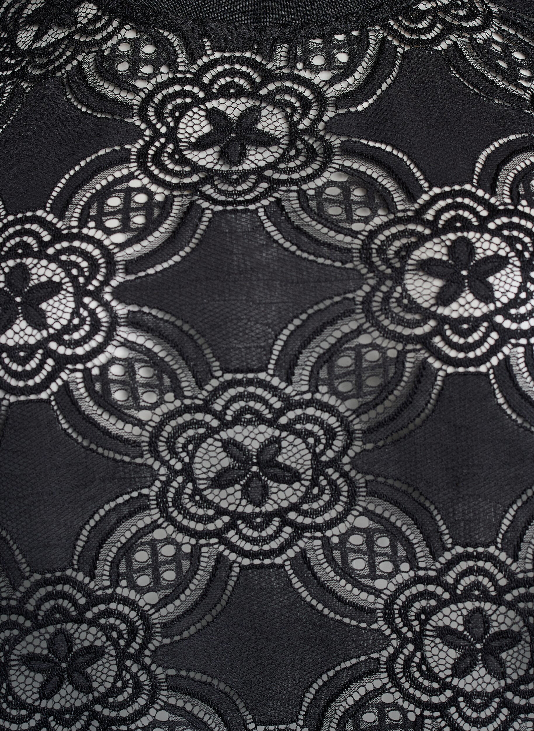 ZizziKanten blouse met een grafisch patroon en mouwen van 1/2 lengte, Zwart, Packshot image number 2