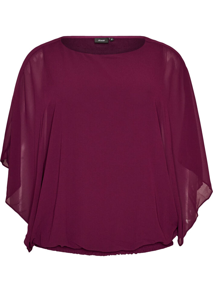 Chiffon blouse met balloneffect, Paars, Packshot image number 0