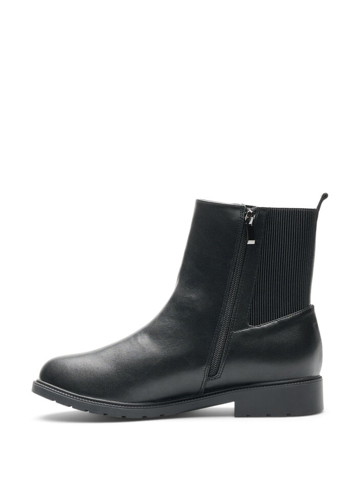 Leren Chelsea boot met elastisch paneel, Zwart, Packshot image number 2