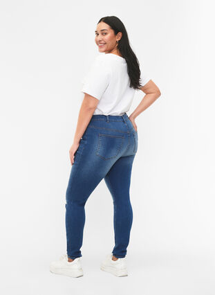 ZizziDestroyed super slanke Sanna jeans, Blue denim, Model image number 1