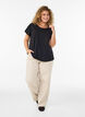 Katoenen T-shirt met haakdetail, Zwart, Model image number 1