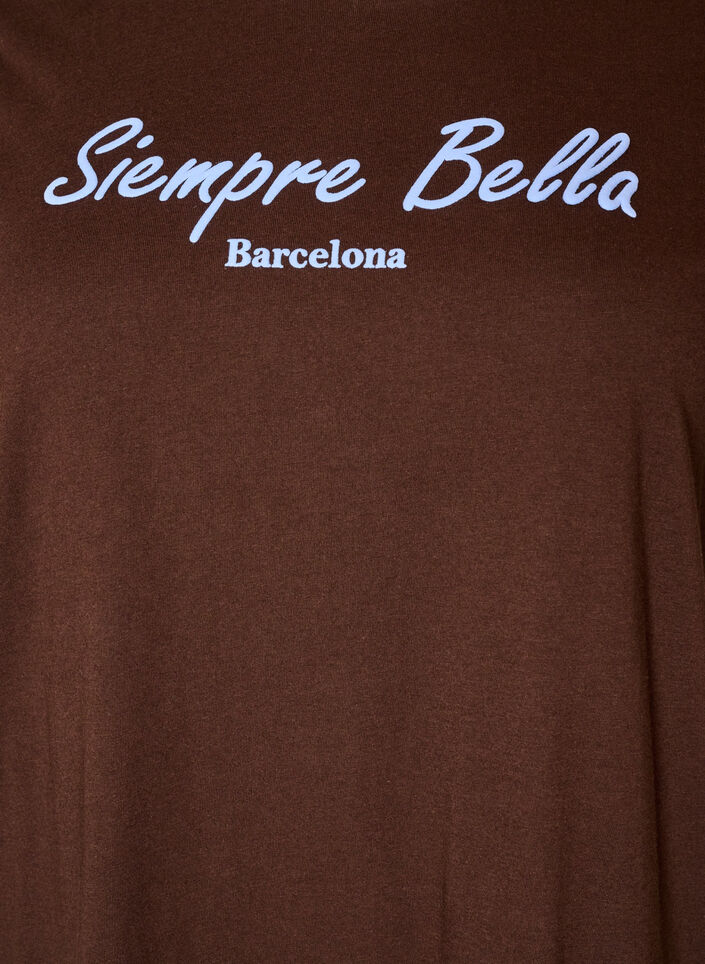 T-shirt van biologisch katoen met print, Bruin, Packshot image number 2