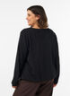 Blouse met ballonsilhouet en V-hals, Zwart, Model image number 2