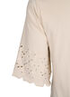 T-shirt met broderie anglaise en geschulpte randen, Beige, Packshot image number 3