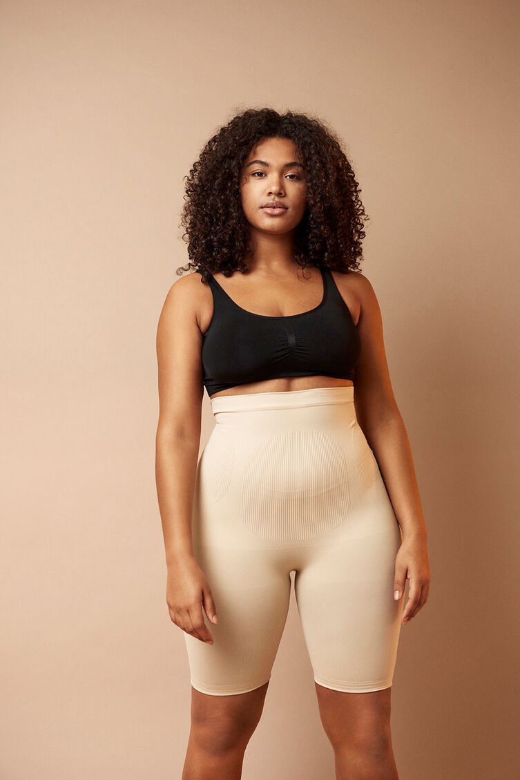 Shapewear shorts met hoge taille, Nude, Image
