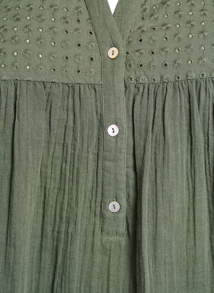 Katoenen mousseline tuniek met broderie anglaise, Groen, Packshot image number 2