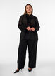 Viscose blouse met ruches en lange mouwen, Zwart, Model image number 1