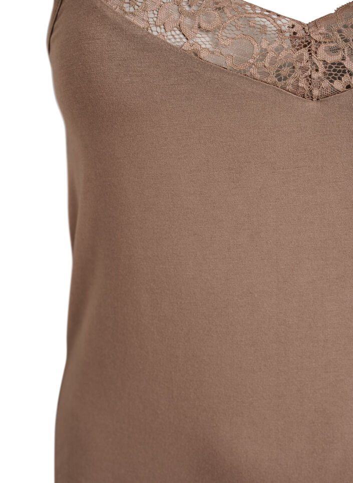 Viscose top met kanten rand, Beige, Packshot image number 2