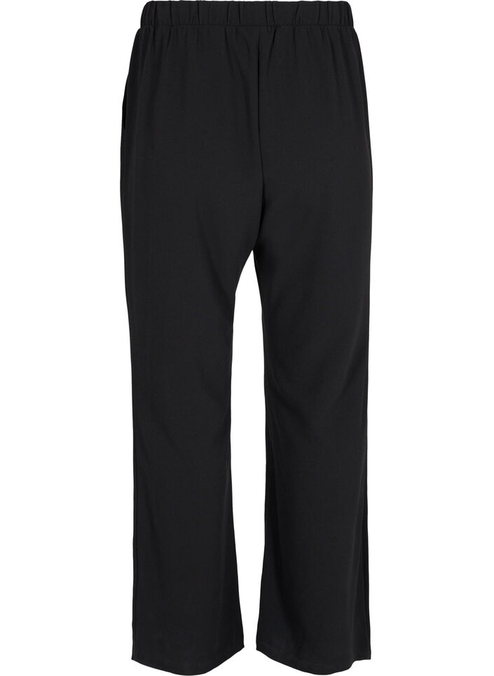 Flared broek met elastiek in de taille, Black, Packshot