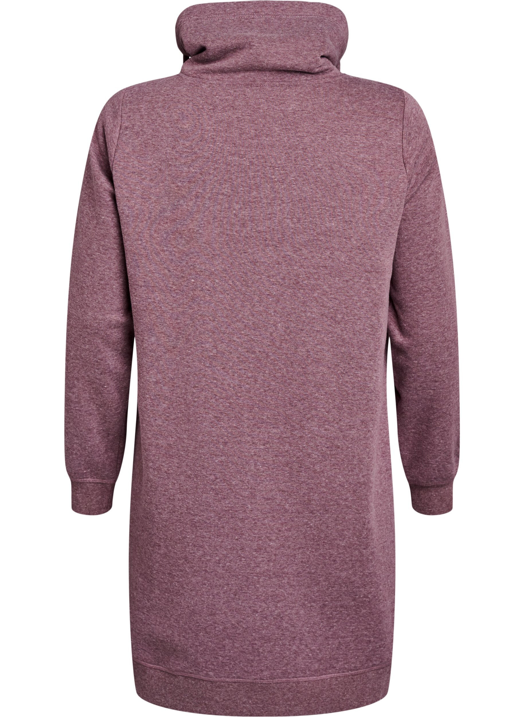 ZizziKort sweatshirt jurk met hoge kraag en zakken, Rood, Packshot image number 1