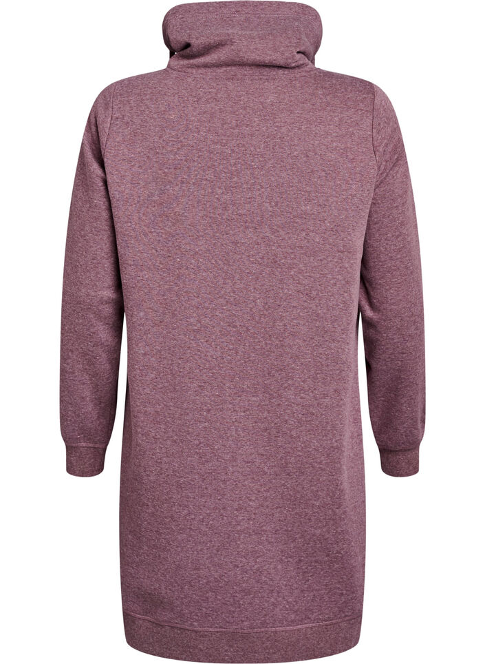 Kort sweatshirt jurk met hoge kraag en zakken, Rood, Packshot image number 1