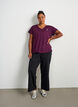 Losvallend trainings-T-shirt met V-hals, Paars, Model image number 1