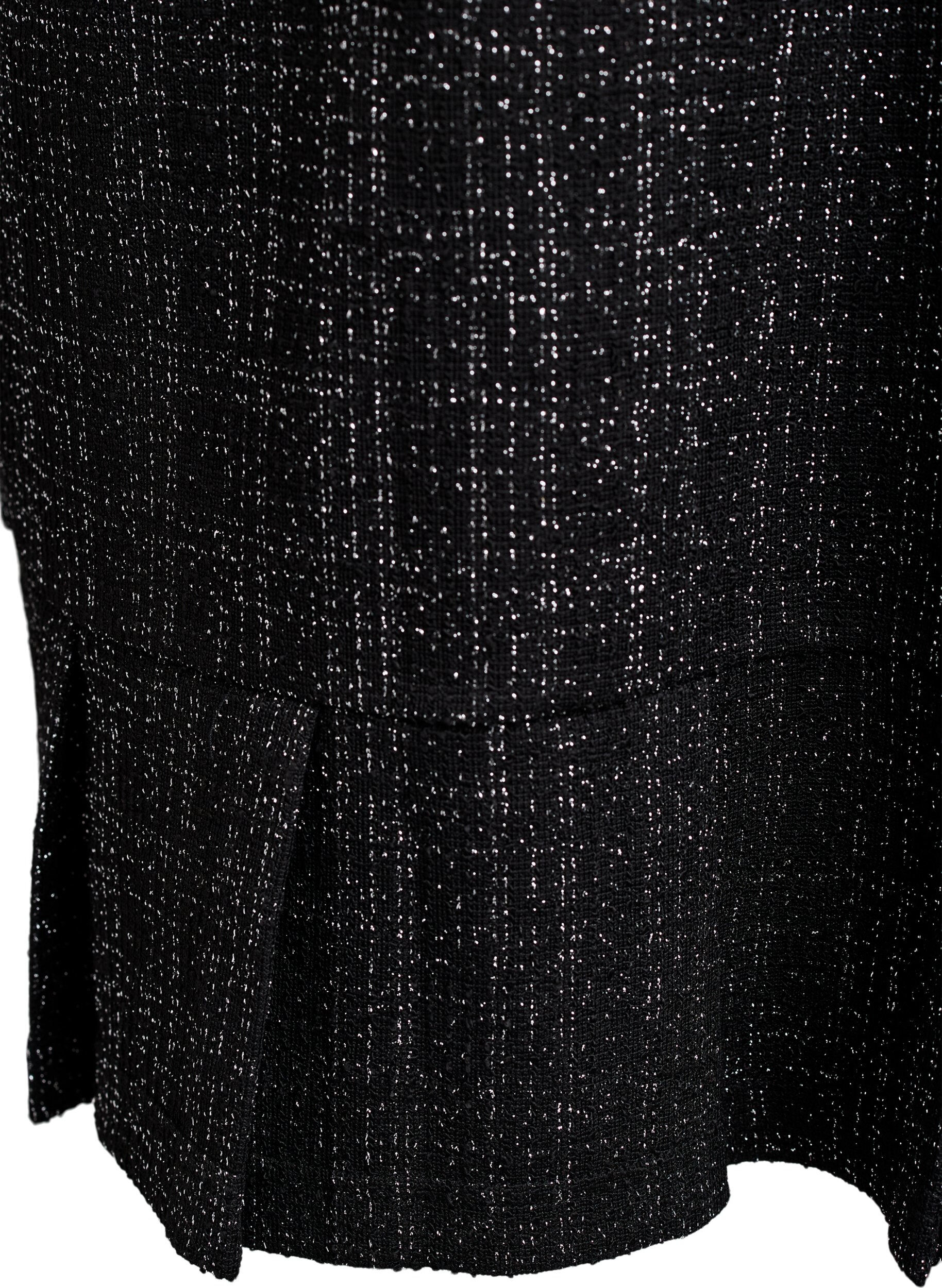 ZizziKorte boucl&eacute;jurk met decoratieve knopen, Zwart, Packshot image number 3
