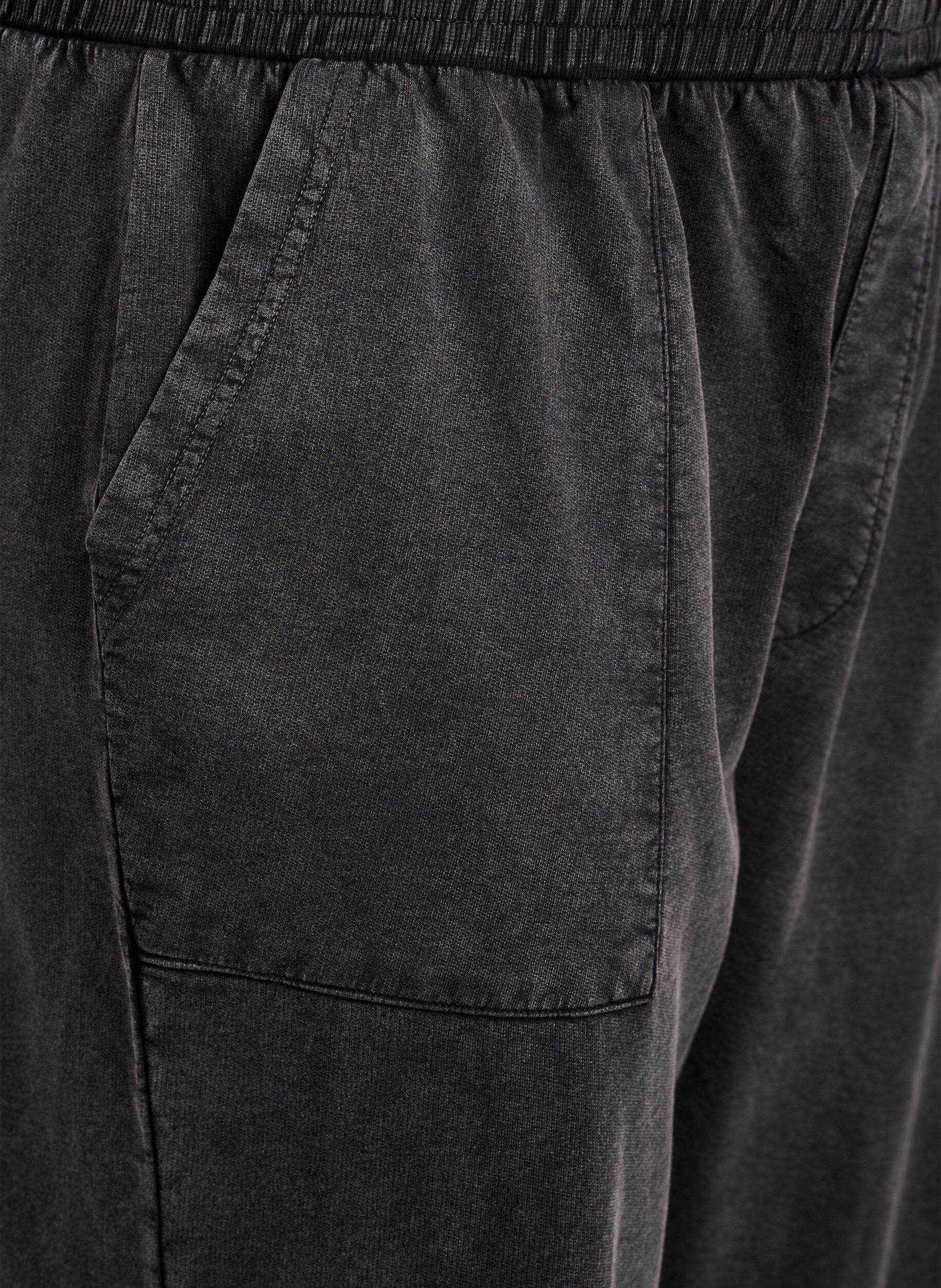 ZizziSweatpants met wijde pijpen en gewassen effect, Grijs, Packshot image number 2