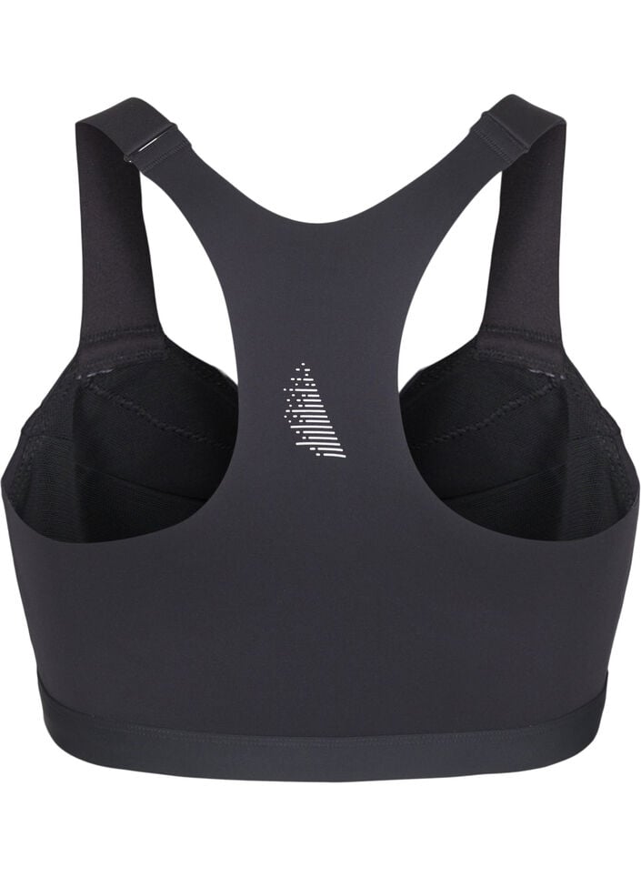 Sportbeha met sluiting aan de voorkant en goede ondersteuning, Black, Packshot