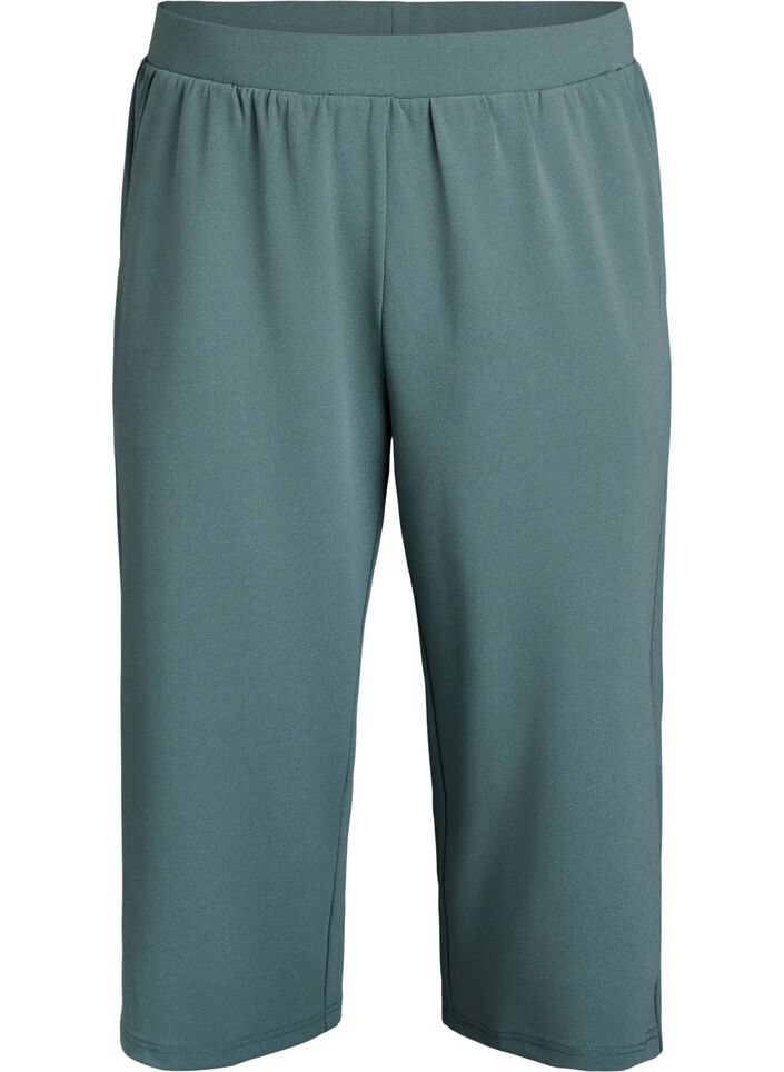 Hoog getailleerde kniebroek met losse pasvorm, Groen, Packshot image number 0