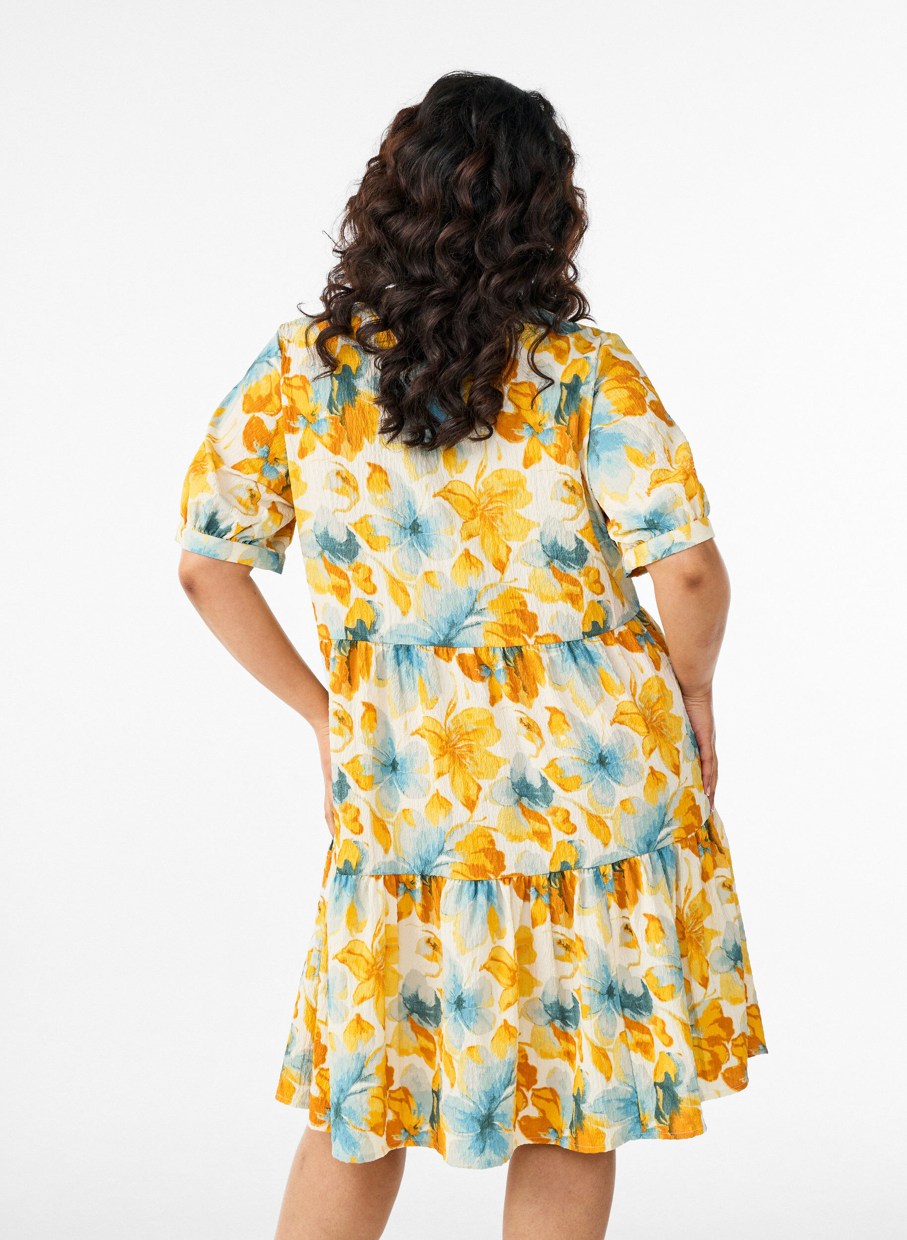 ZizziKorte A-lijn jurk, Geel, Model image number 2