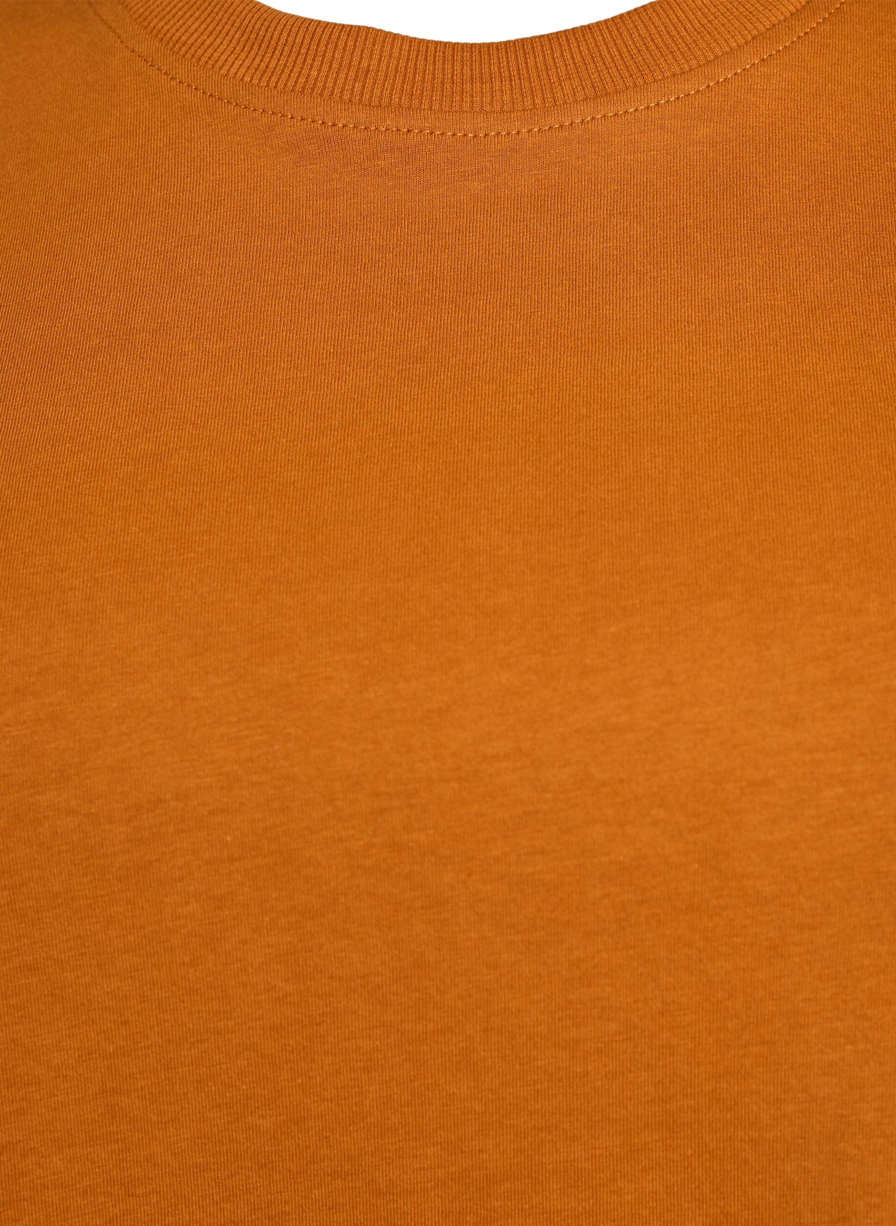 ZizziBasic katoenen T-shirt met ronde hals, Oranje, Packshot image number 2
