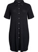 Jersey overhemdjurk met kniehoogte en korte mouwen, Zwart, Packshot image number 0