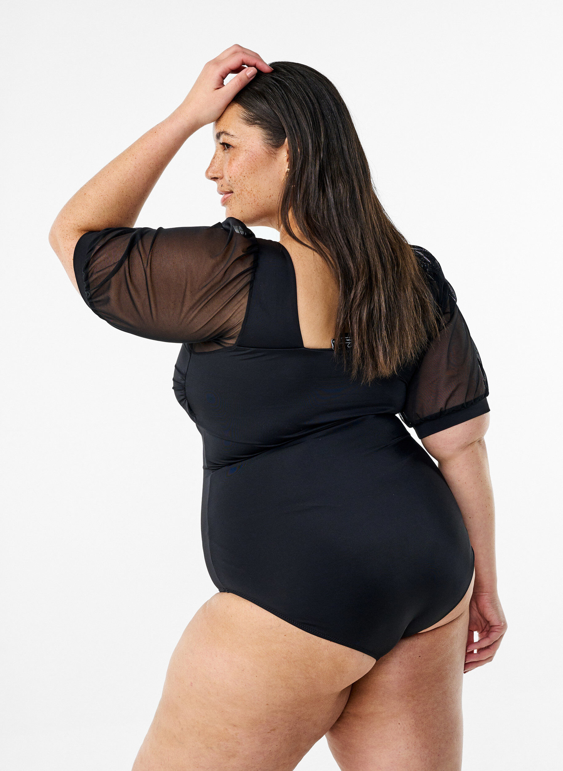 ZizziBadpak met korte mesh mouwen, Black, Model image number 1