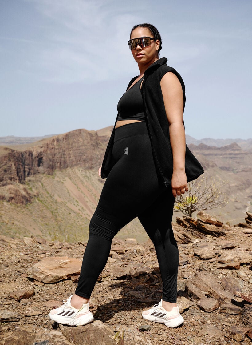 Gecropte basic workout leggings, Zwart, Image image number 0