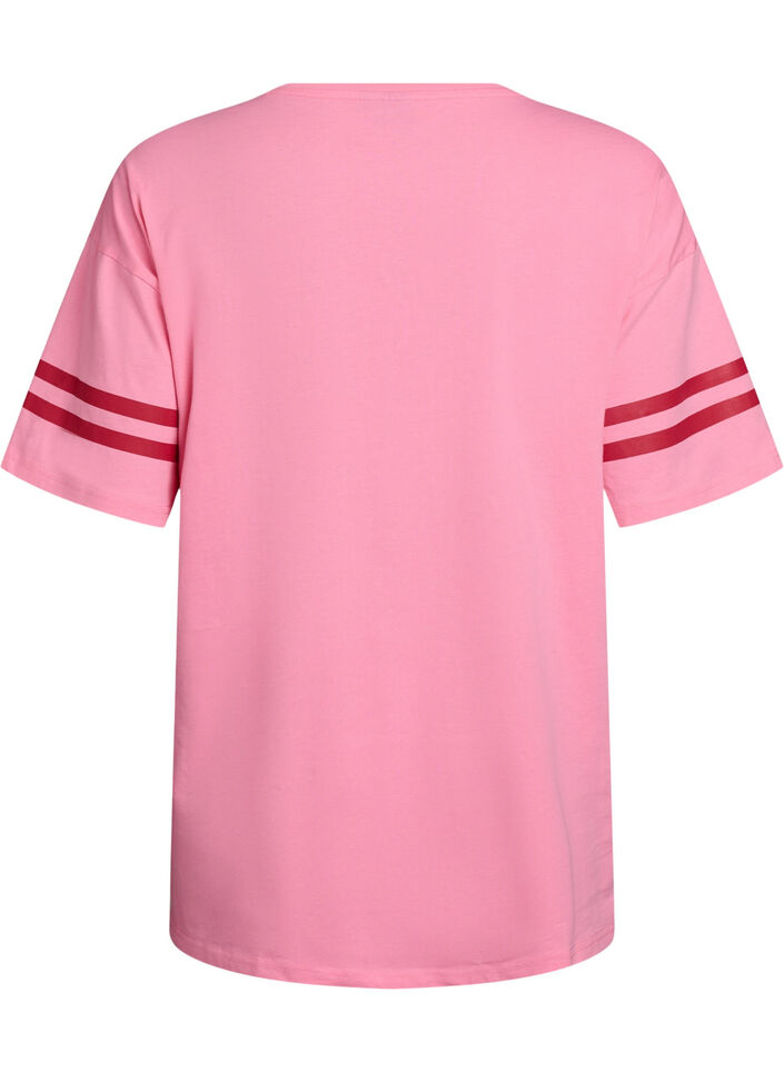 Sportief oversized college T-shirt, Roze, Packshot image number 1
