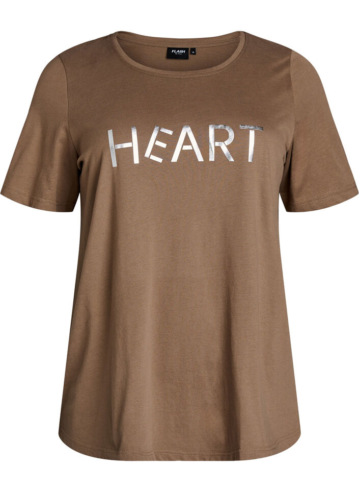 T-shirt met print, Bruin, Packshot image number 0