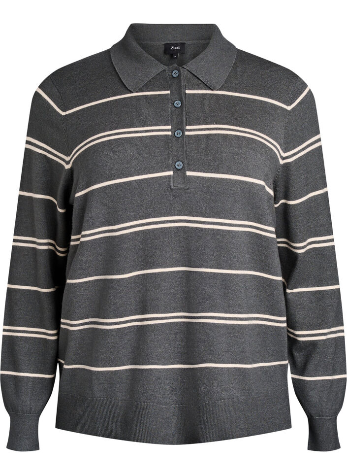 Strik blouse met kraag, Groen, Packshot image number 0