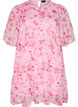 Korte jurk met chiffonlook, bloemenprint en volantlagen, Roze, Packshot image number 0