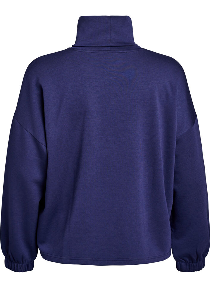 Blouse met turtleneck in modalmix, Blauw, Packshot image number 1