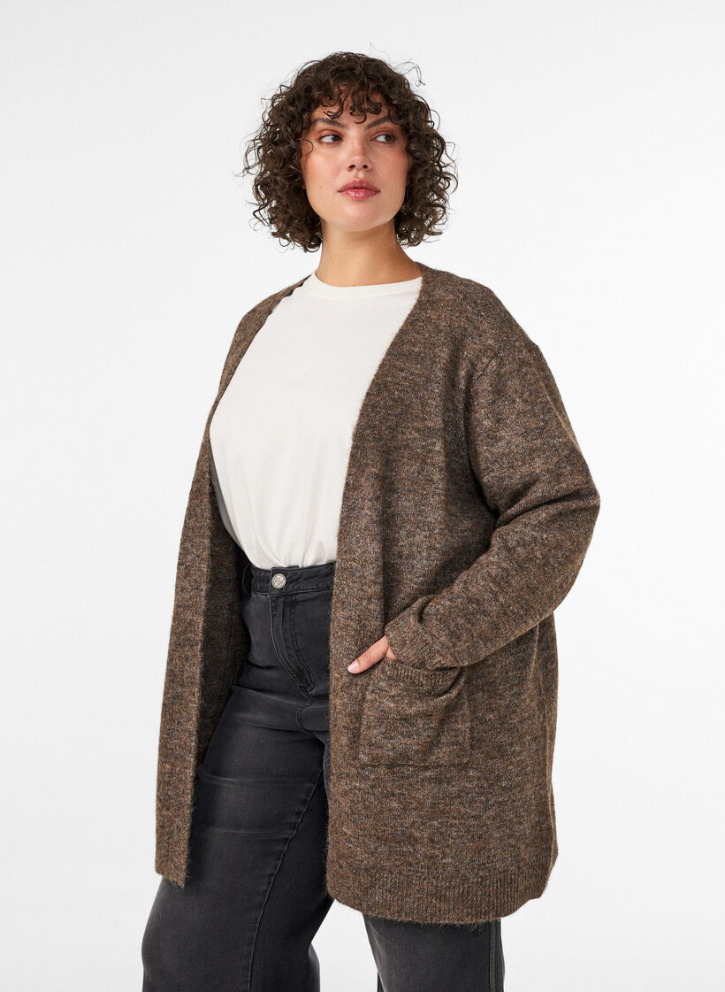 Lang vest met zakken, Bruin, Model image number 0