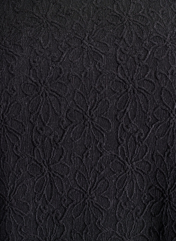 Blouse met lange mouwen en bloemenstructuur, Zwart, Packshot image number 2