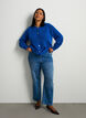 Cardigan in zacht breisel met goudkleurige knopen, Turquoise, Model image number 1