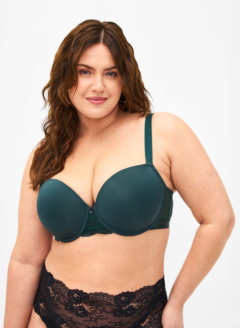 Voorgevormde bh met mesh, Groen, Model image number 0