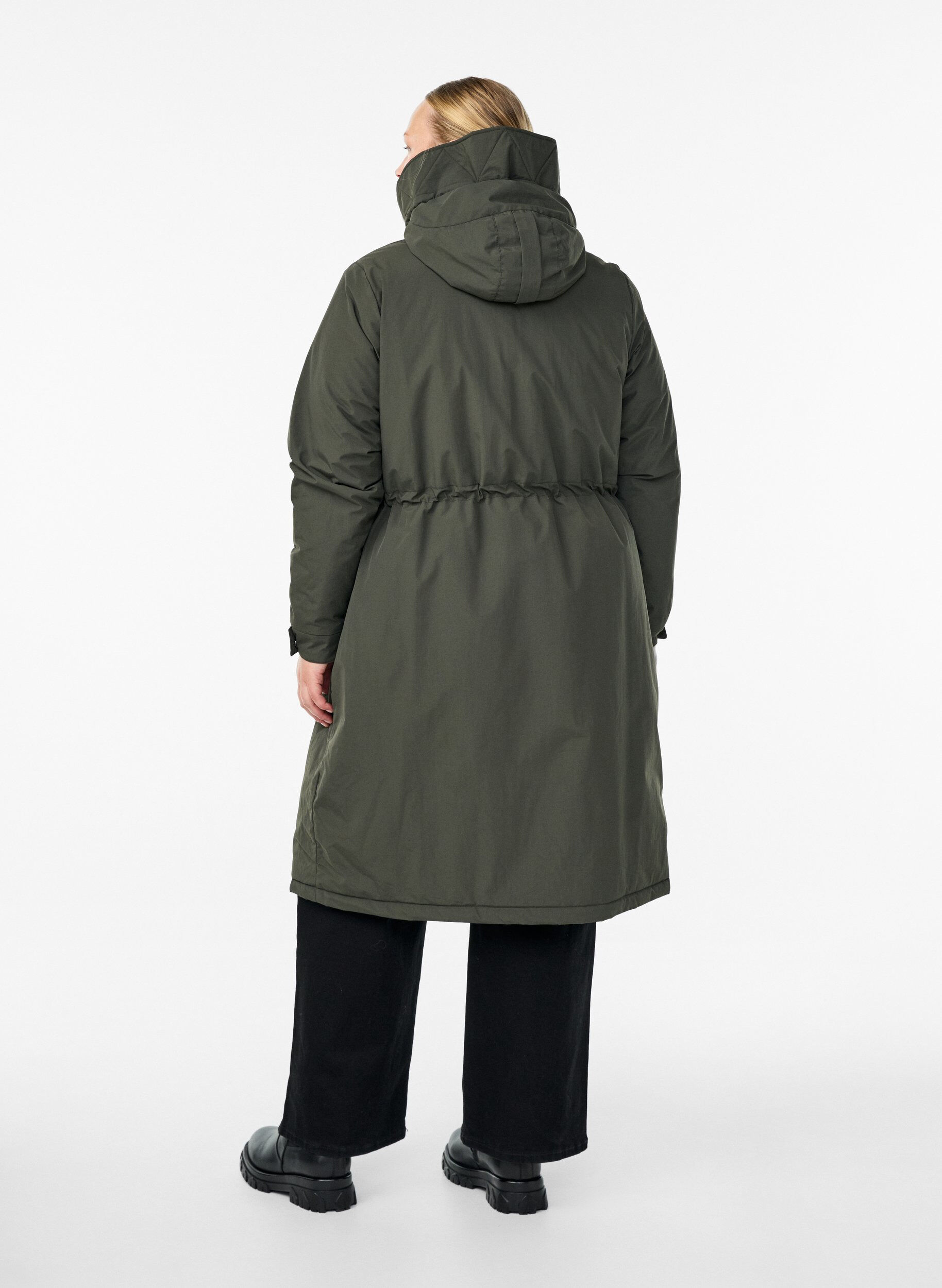 ZizziParka met capuchon en verstelbare taille, Groen, Model image number 2