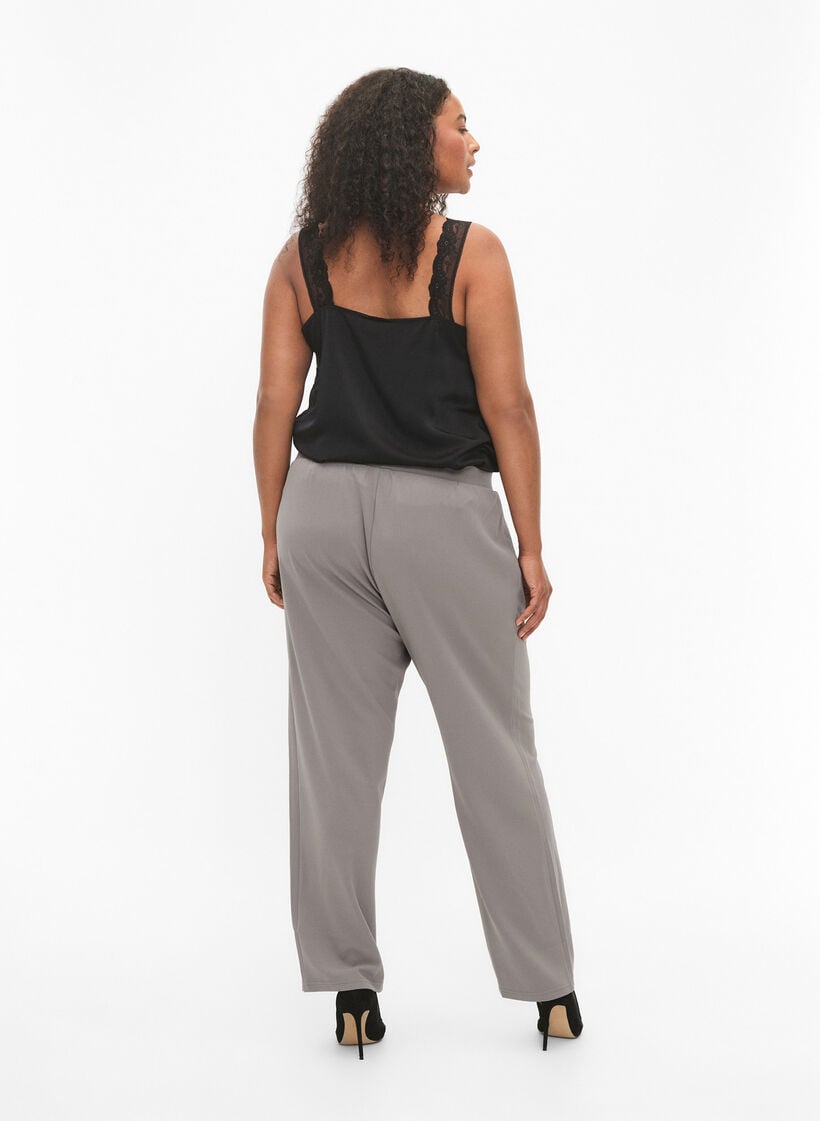 Broek met rechte pasvorm, Beige, Model image number 1