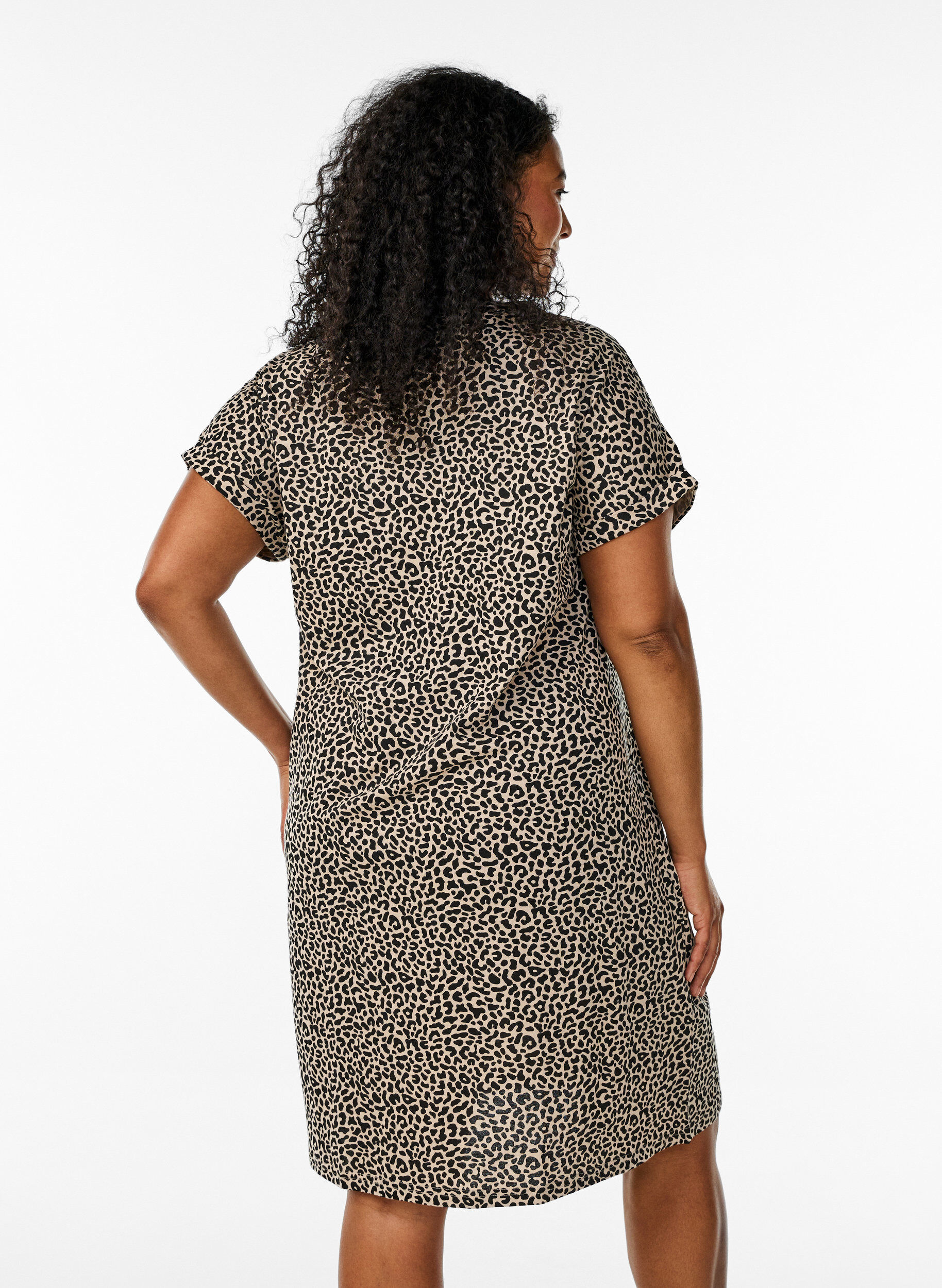 Zizzi2-pack T-shirtjurk met korte mouwen, Bruin, Model image number 2