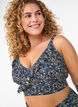 Bloemen bikinitop met ruches, Blauw, Model image number 3