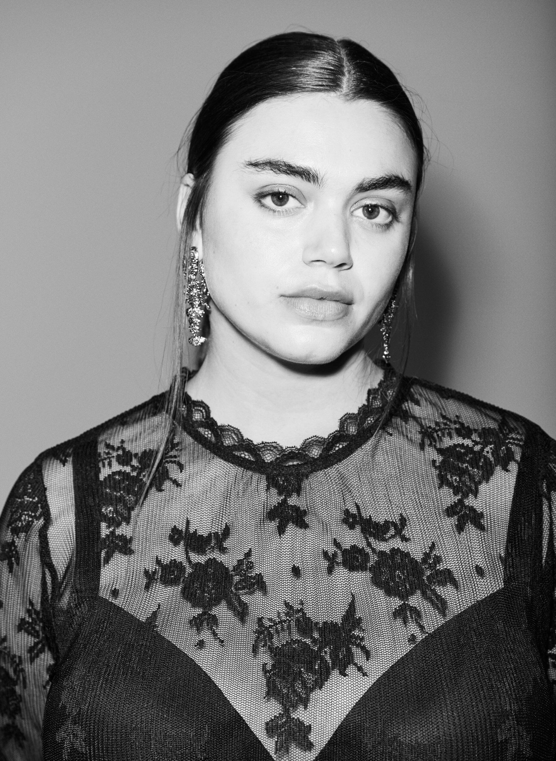 ZizziBlouse met lange mouwen van mesh met kantpatroon, Zwart, Image image number 0