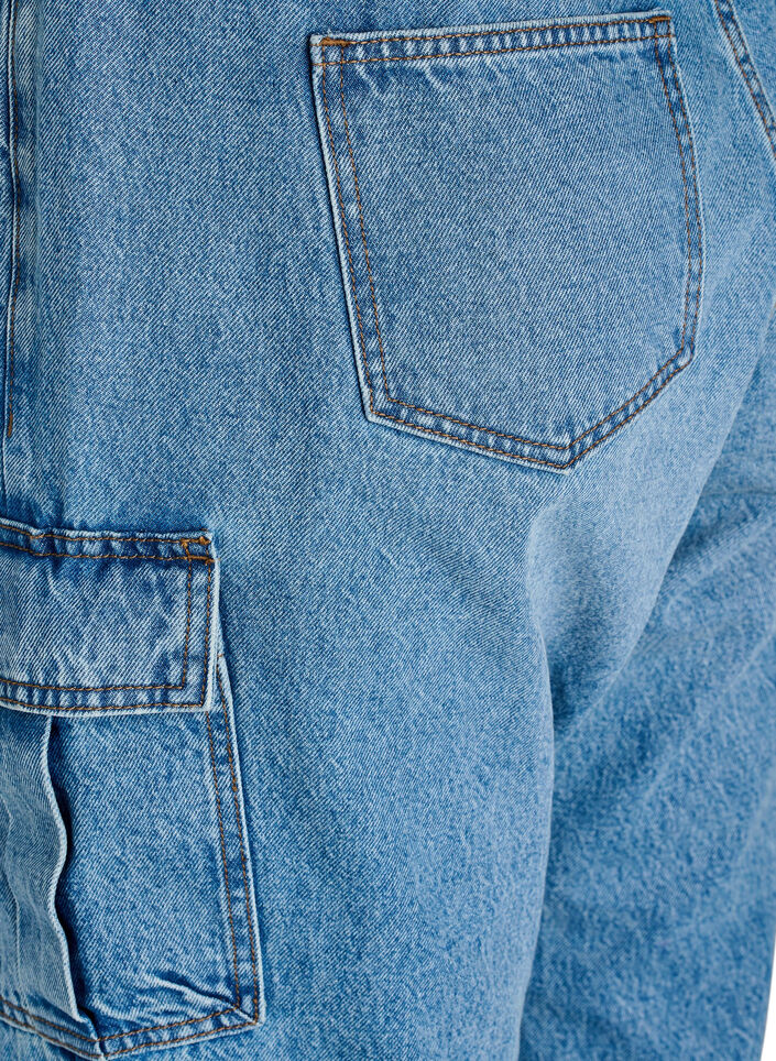 Losse pasvorm cargo jeans met hoge taille, Light Blue, Packshot